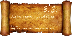 Birkenheuer Eliána névjegykártya
